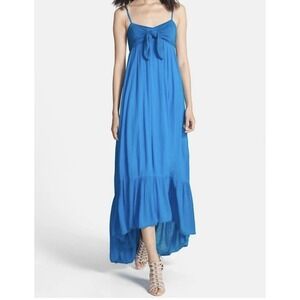 FREE PEOPLE Gauze Flowy Maxi Lined Dress Smocked Coquette Size L‎ Boho Coastal